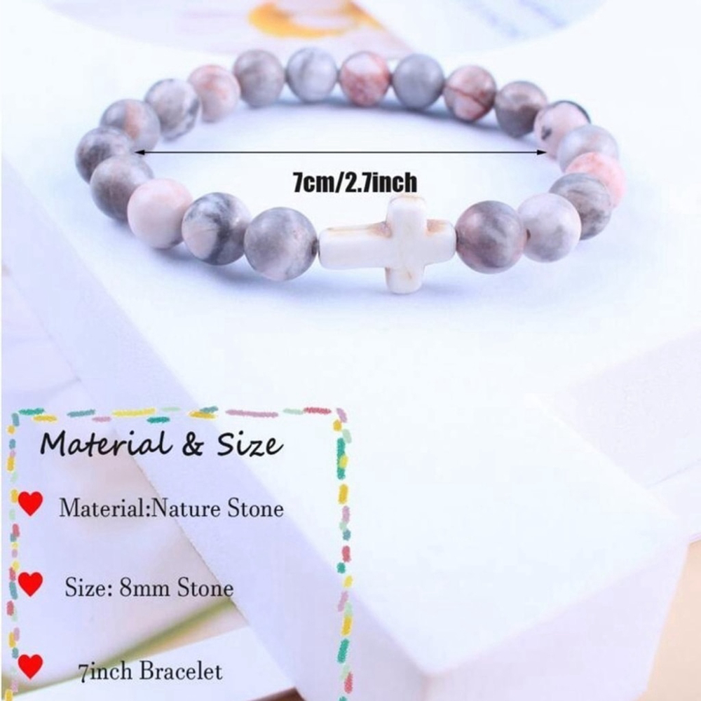 ⚠️Clearance Natural Healing Crystal Cross Bracelet SS - Picture 2 of 6